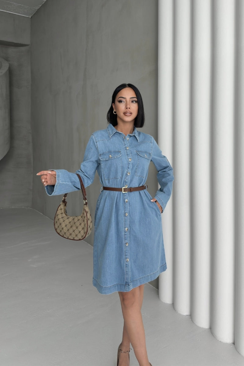 Düğmeli Uzun Gömlek 6102