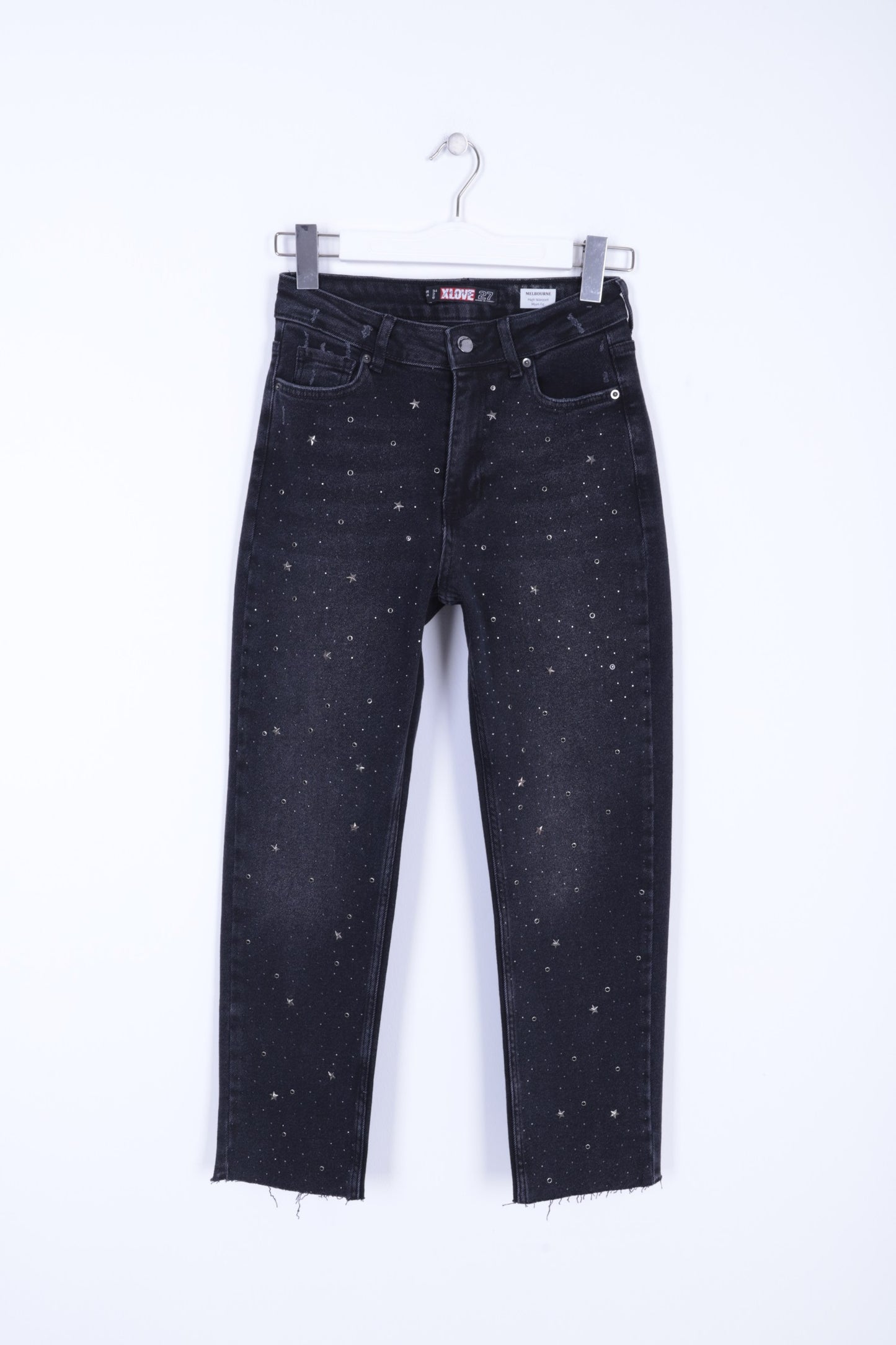 Yıldızlı Mom Fit Dikişsiz Paça Kot Pantolon 1753