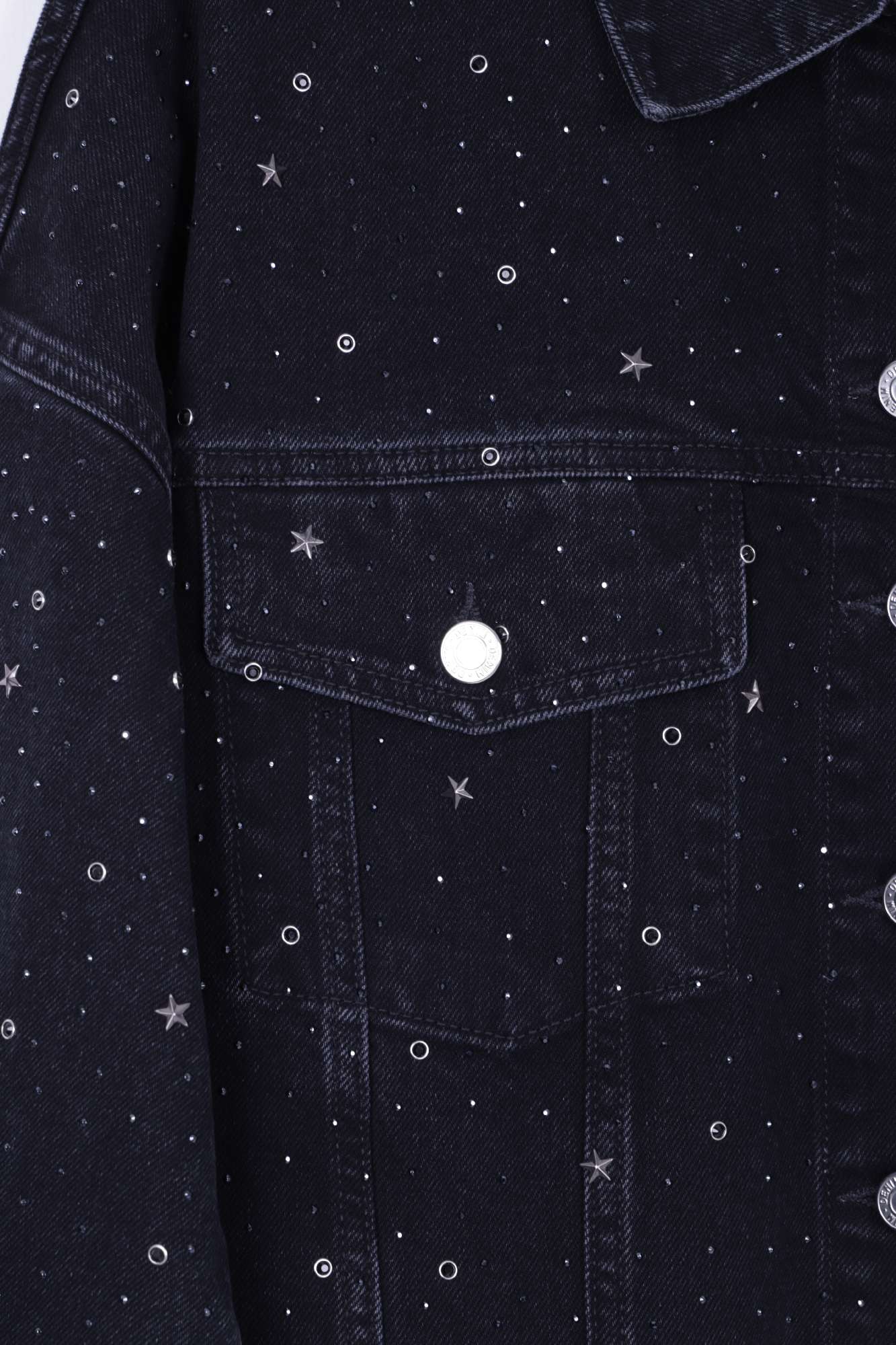 Taşlı Kısa Oversize Kot Ceket 6005