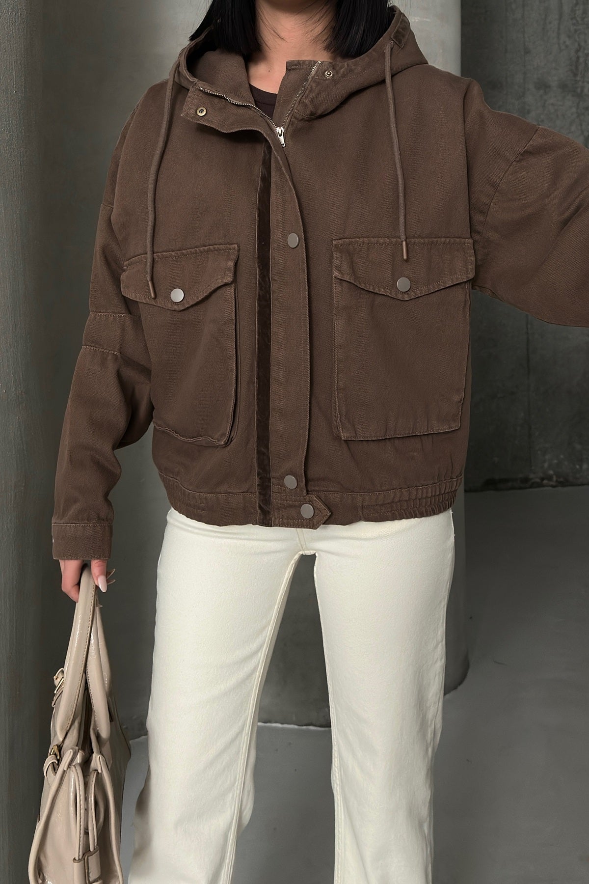 Kapüşonlu Kot Ceket 6226