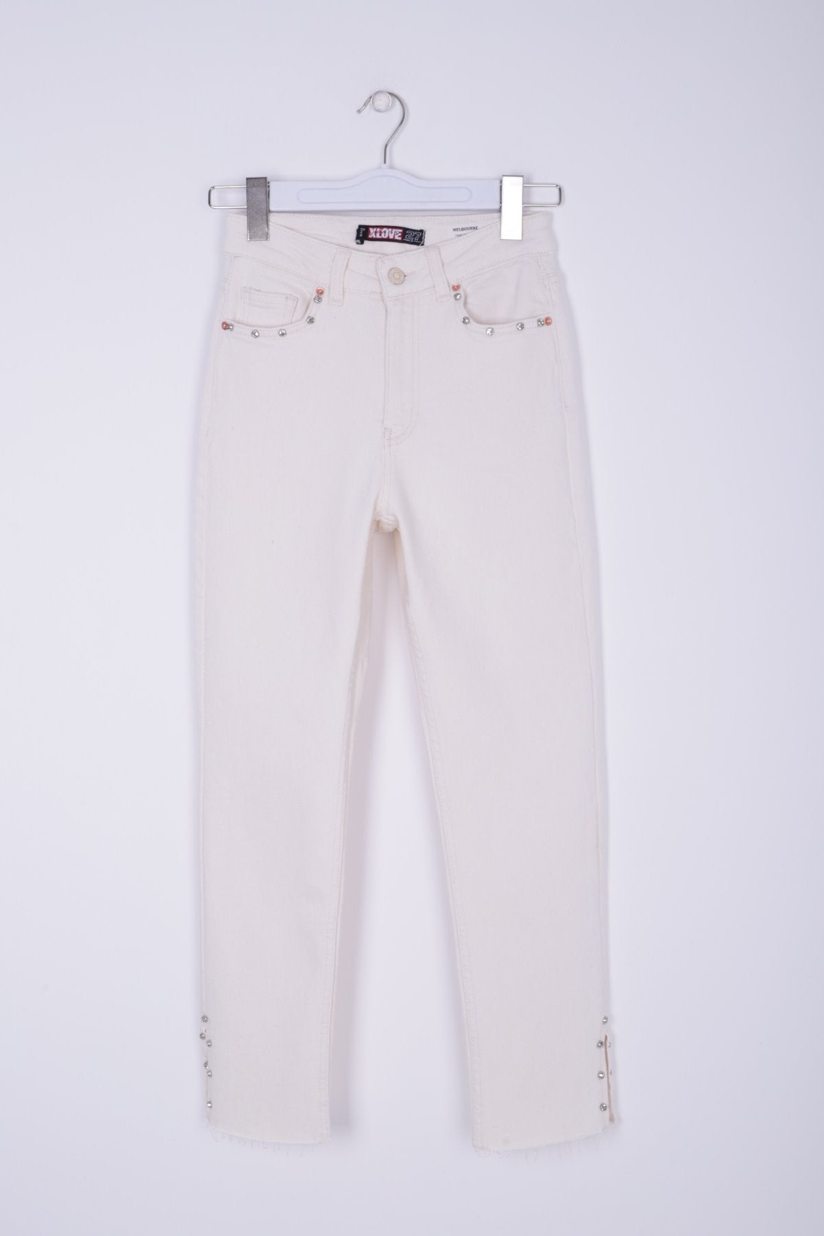 Yanı Yırtmaçlı Flare Paça Mom Kot Pantolon 1774