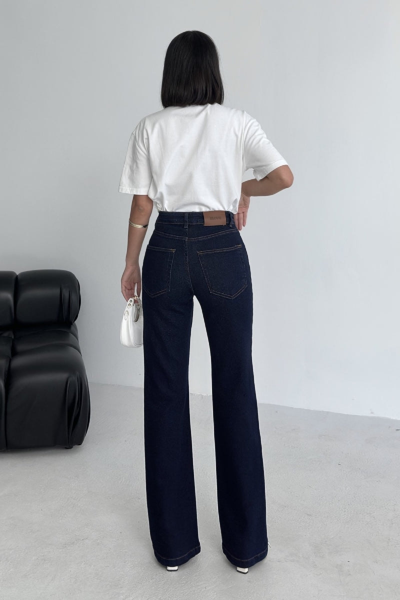 Dikişli Paça Bol Paça Relax Kot Pantolon