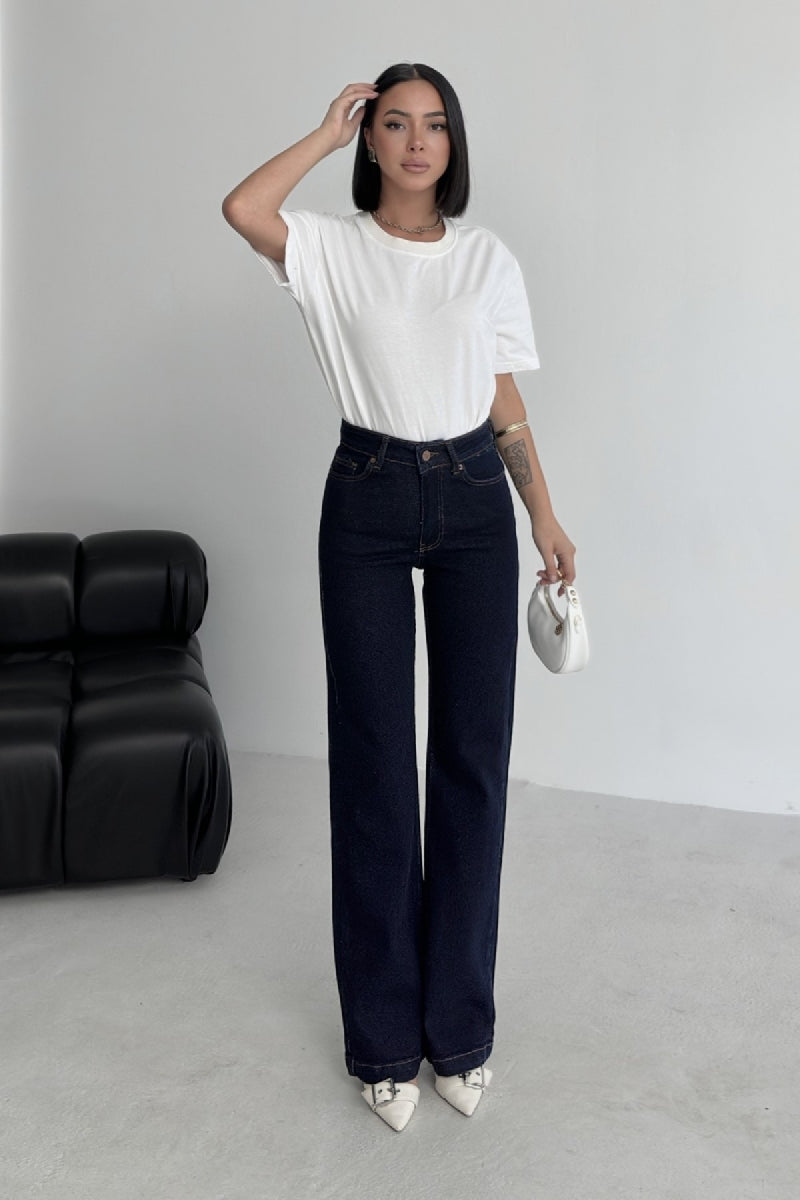 Dikişli Paça Bol Paça Relax Kot Pantolon