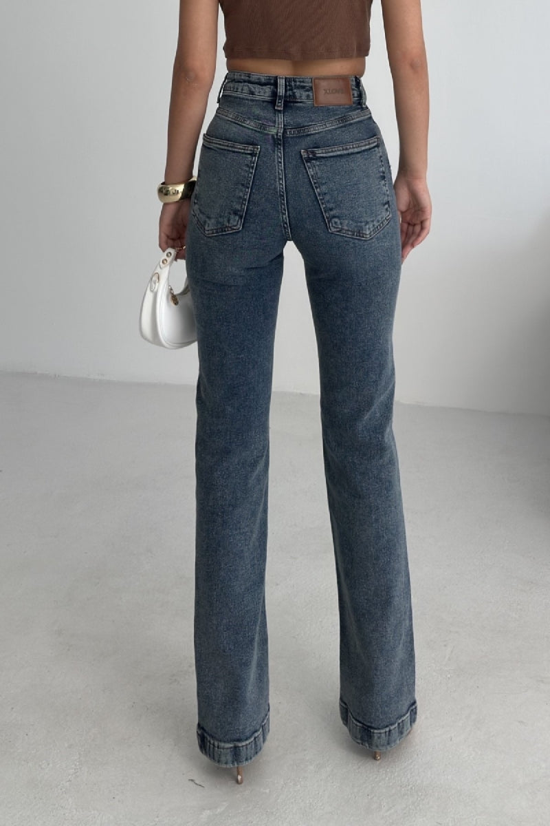 Dikişli Paça Bol Paça Relax Kot Pantolon