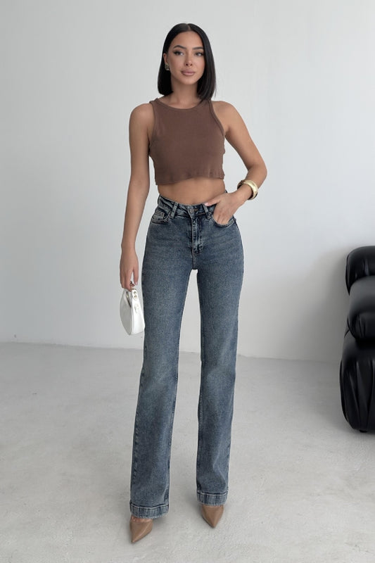 Dikişli Paça Bol Paça Relax Kot Pantolon