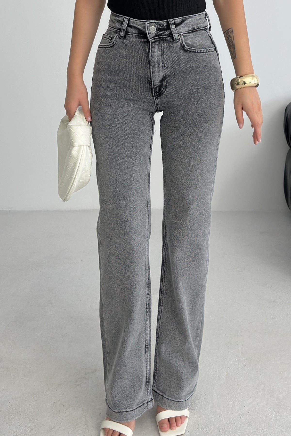 Dikişli Paça Bol Paça Relax Kot Pantolon