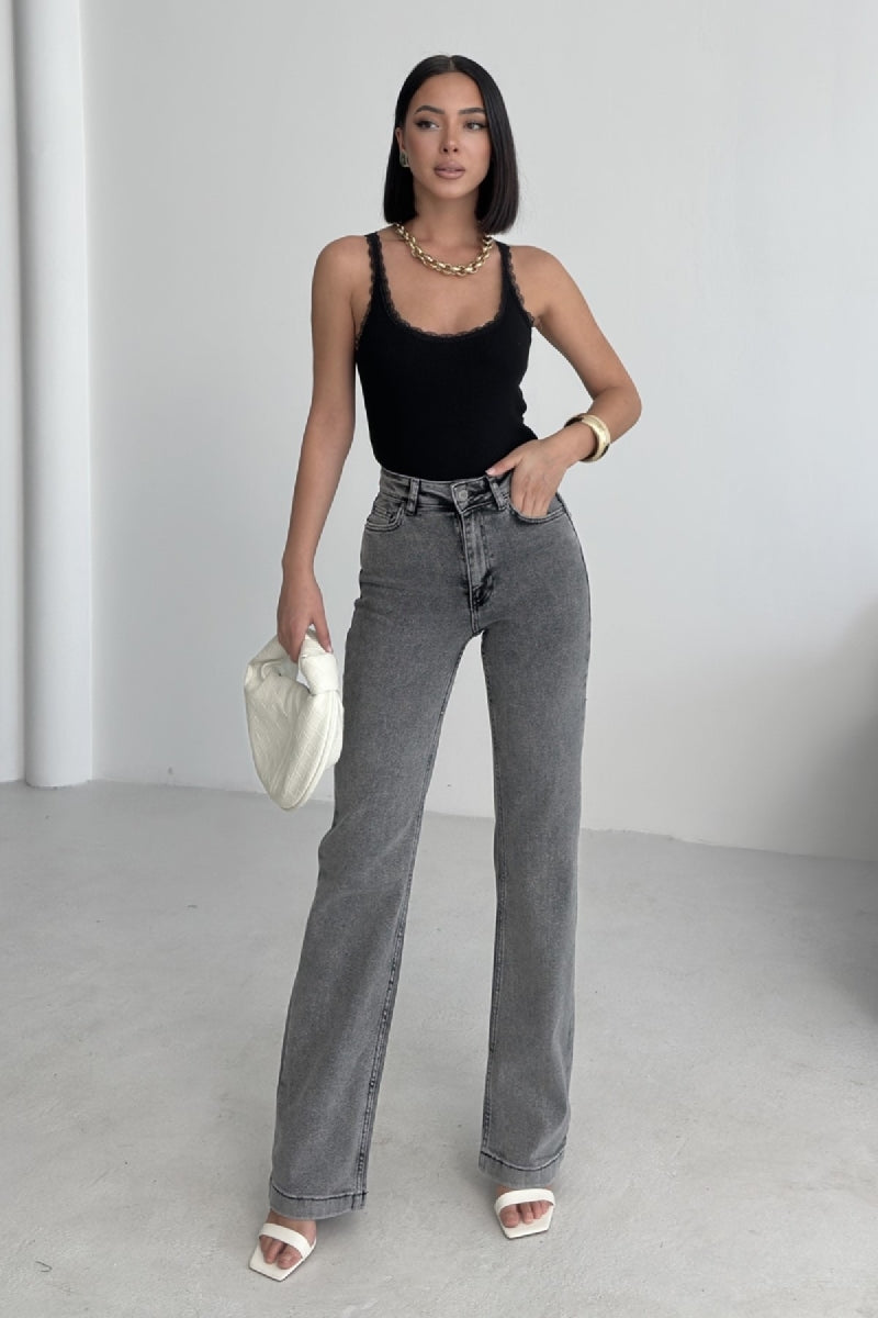 Dikişli Paça Bol Paça Relax Kot Pantolon