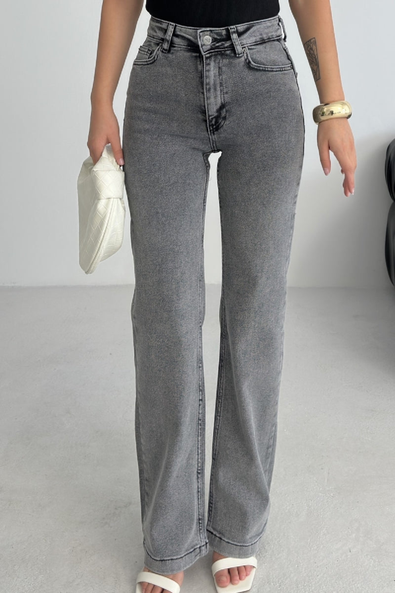 Dikişli Paça Bol Paça Relax Kot Pantolon