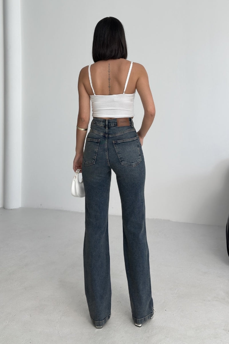 Dikişli Paça Bol Paça Relax Kot Pantolon