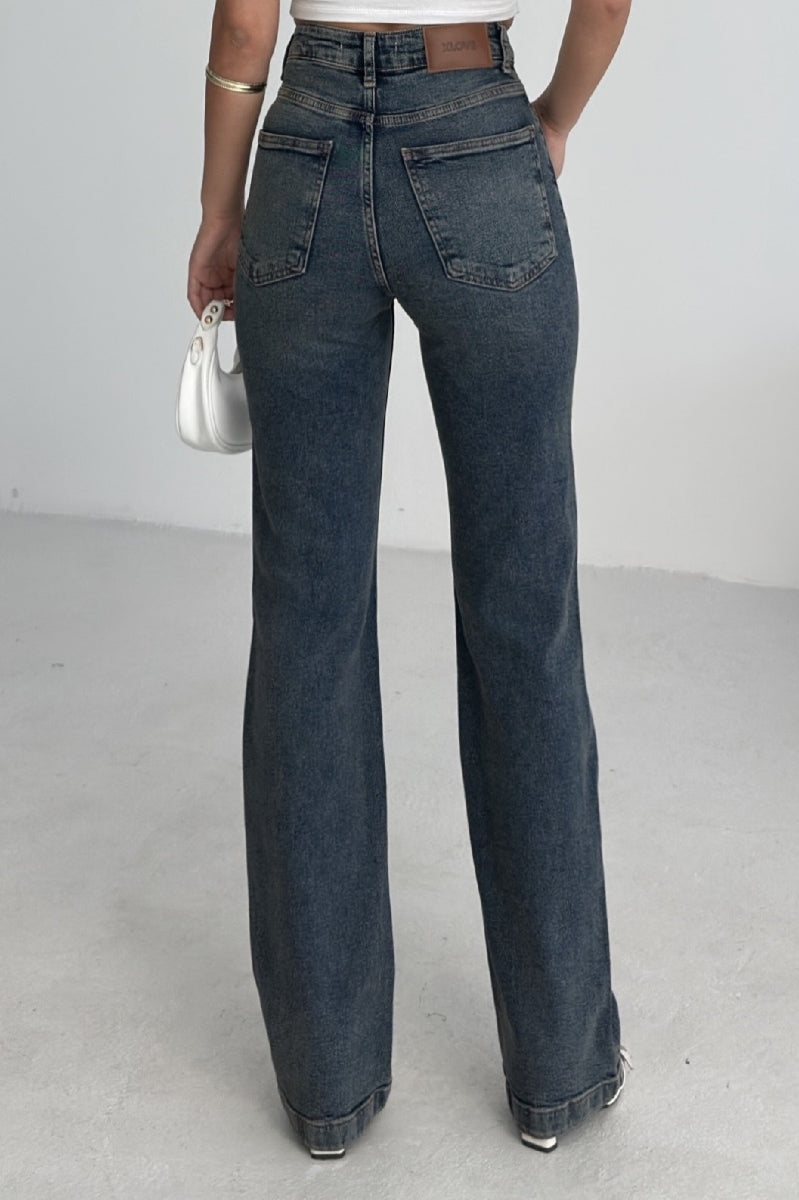 Dikişli Paça Bol Paça Relax Kot Pantolon