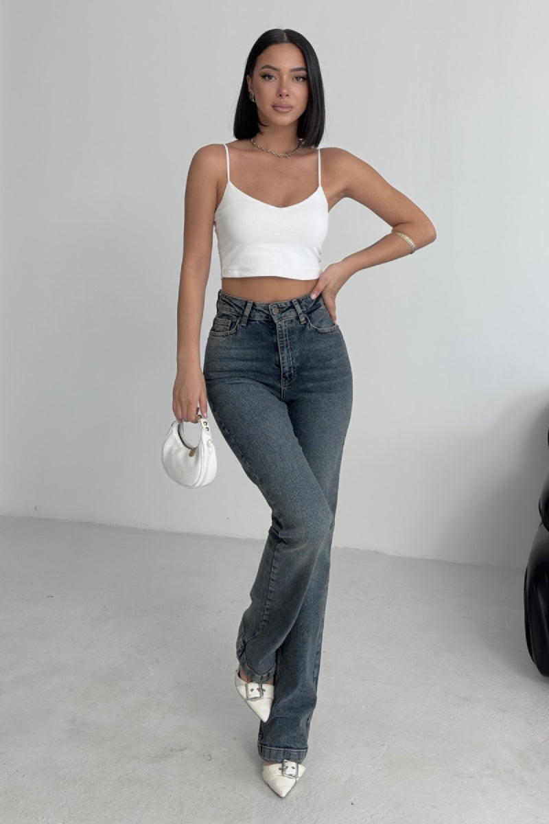 Dikişli Paça Bol Paça Relax Kot Pantolon