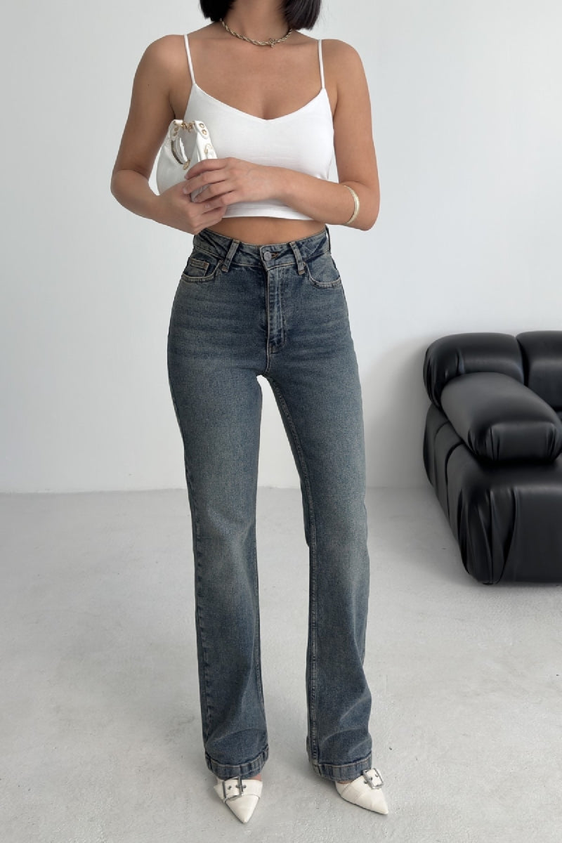 Dikişli Paça Bol Paça Relax Kot Pantolon