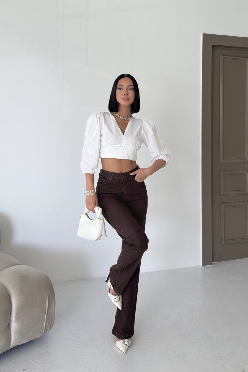 Dikişli Paça Bol Paça Relax Kot Pantolon