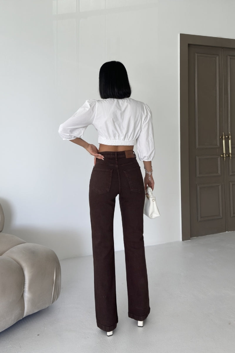 Dikişli Paça Bol Paça Relax Kot Pantolon