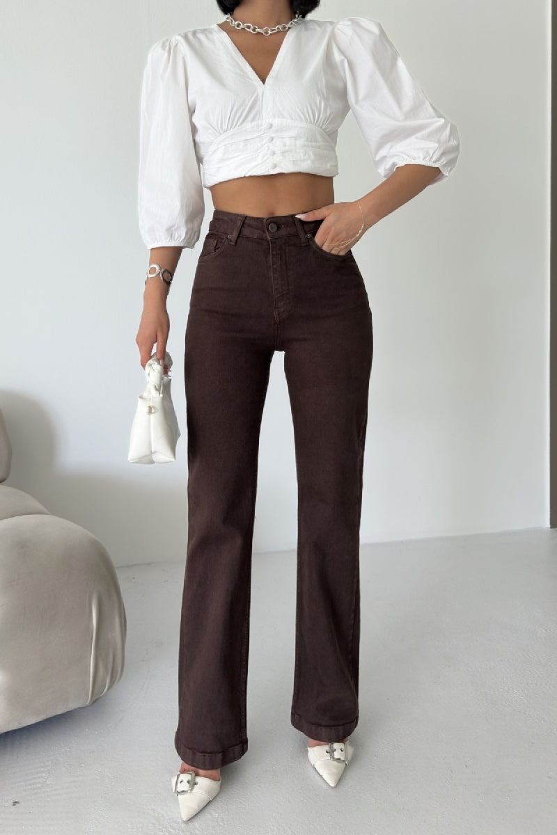 Dikişli Paça Bol Paça Relax Kot Pantolon