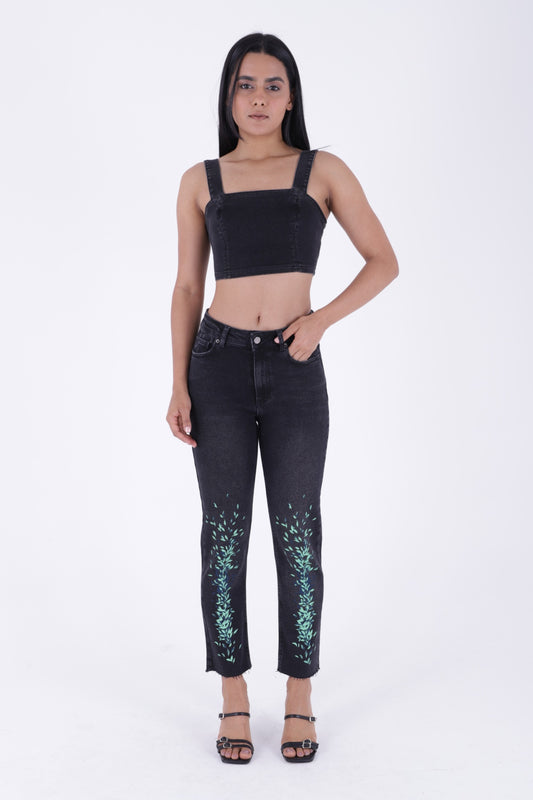 Printed Cropped Jeans
