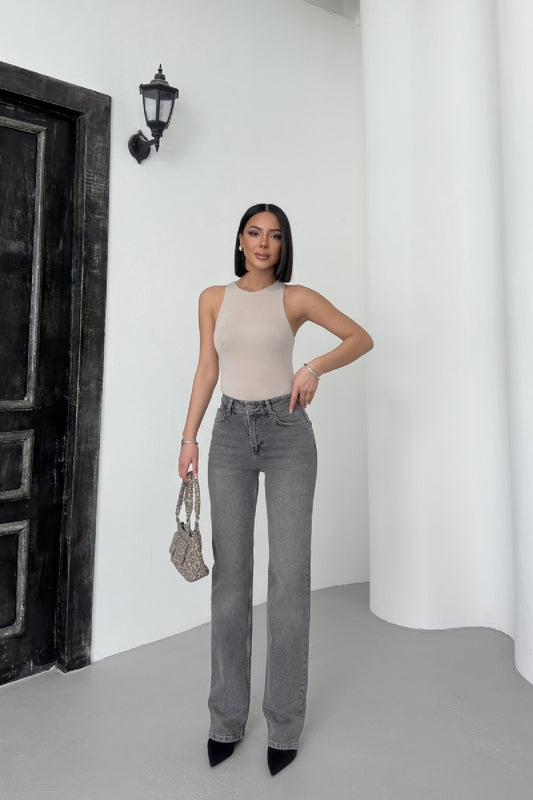 Yüksel Bel Straight Kot Pantolon