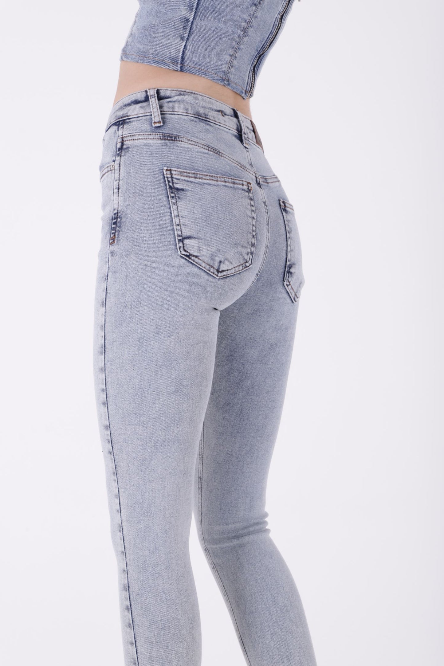 Paçası Taşlı Skinny Kot Pantolon