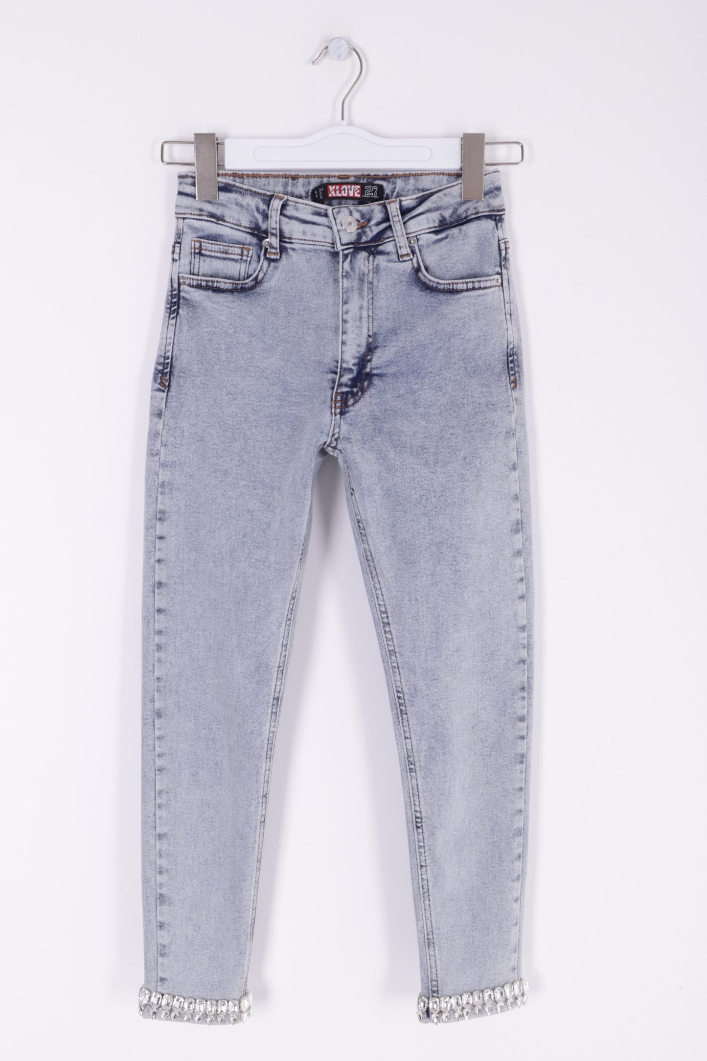 Paçası Taşlı Skinny Kot Pantolon