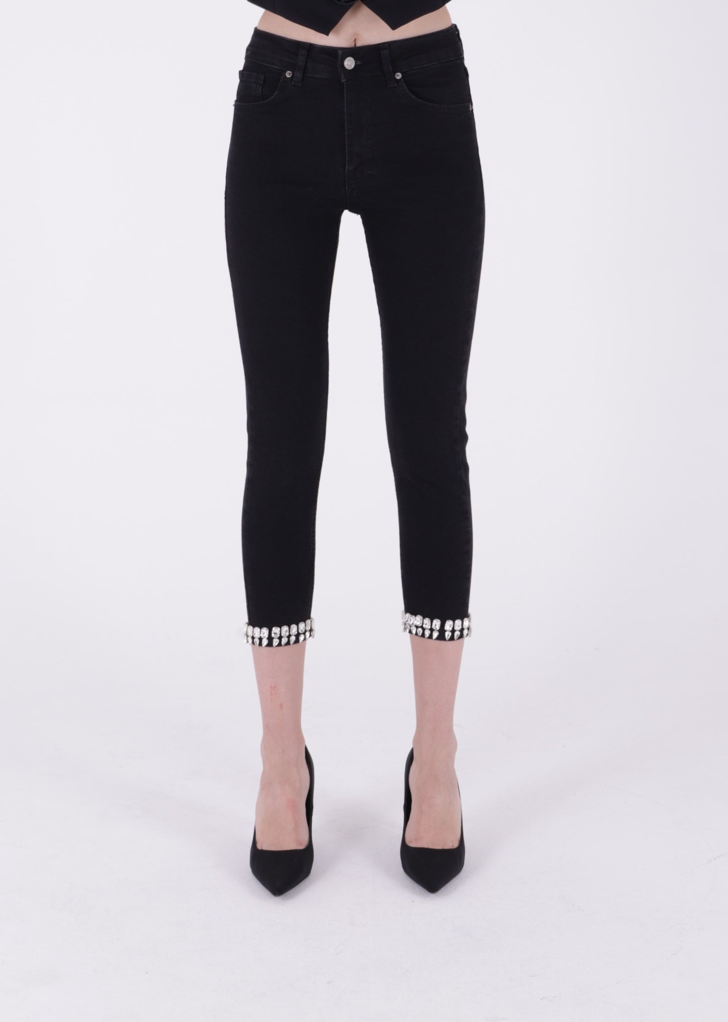 Paçası Taşlı Skinny Kot Pantolon