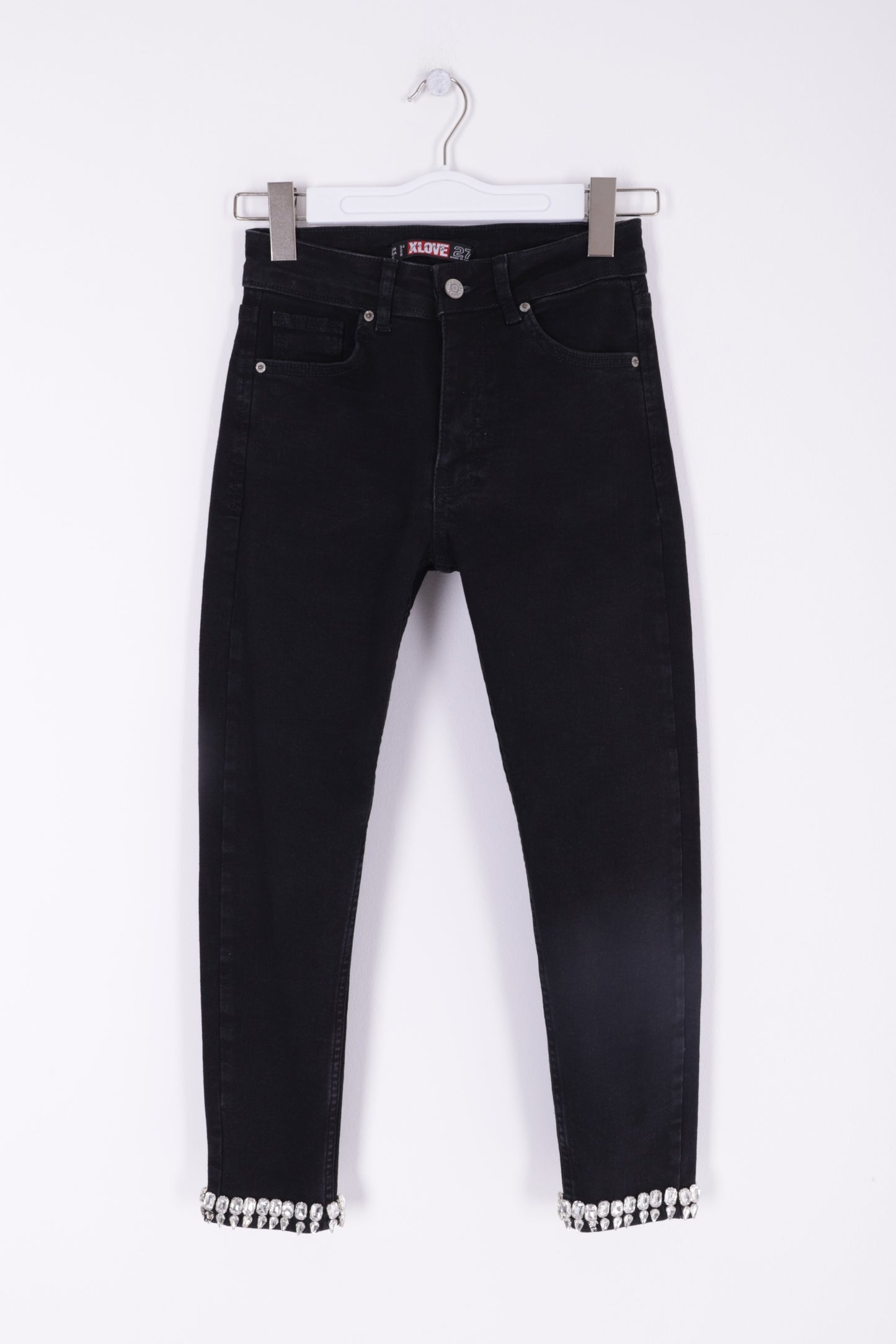 Paçası Taşlı Skinny Kot Pantolon