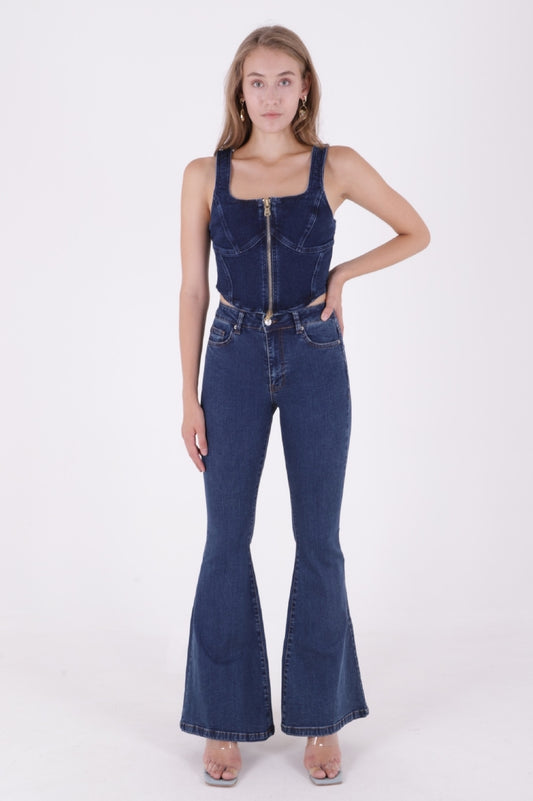 Geniş İspanyol Kot Pantolon