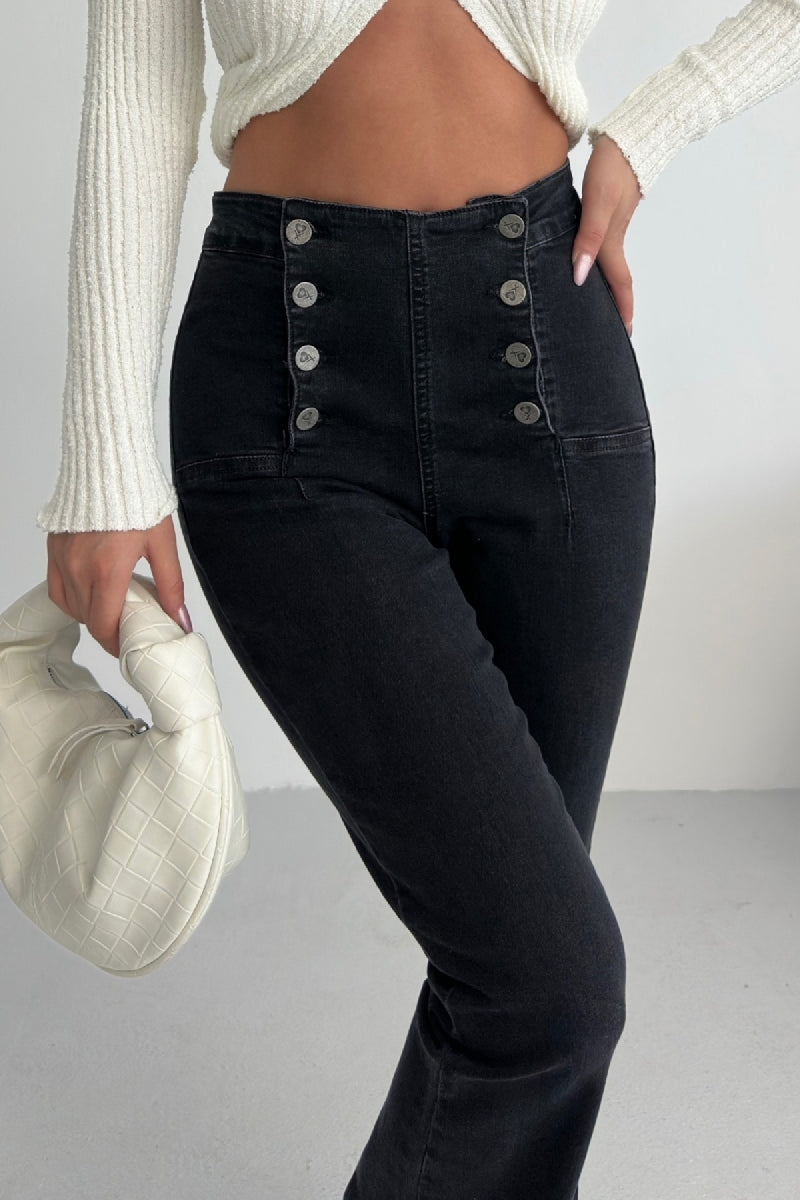 Çok Düğmeli İspanyol Kot Pantolon
