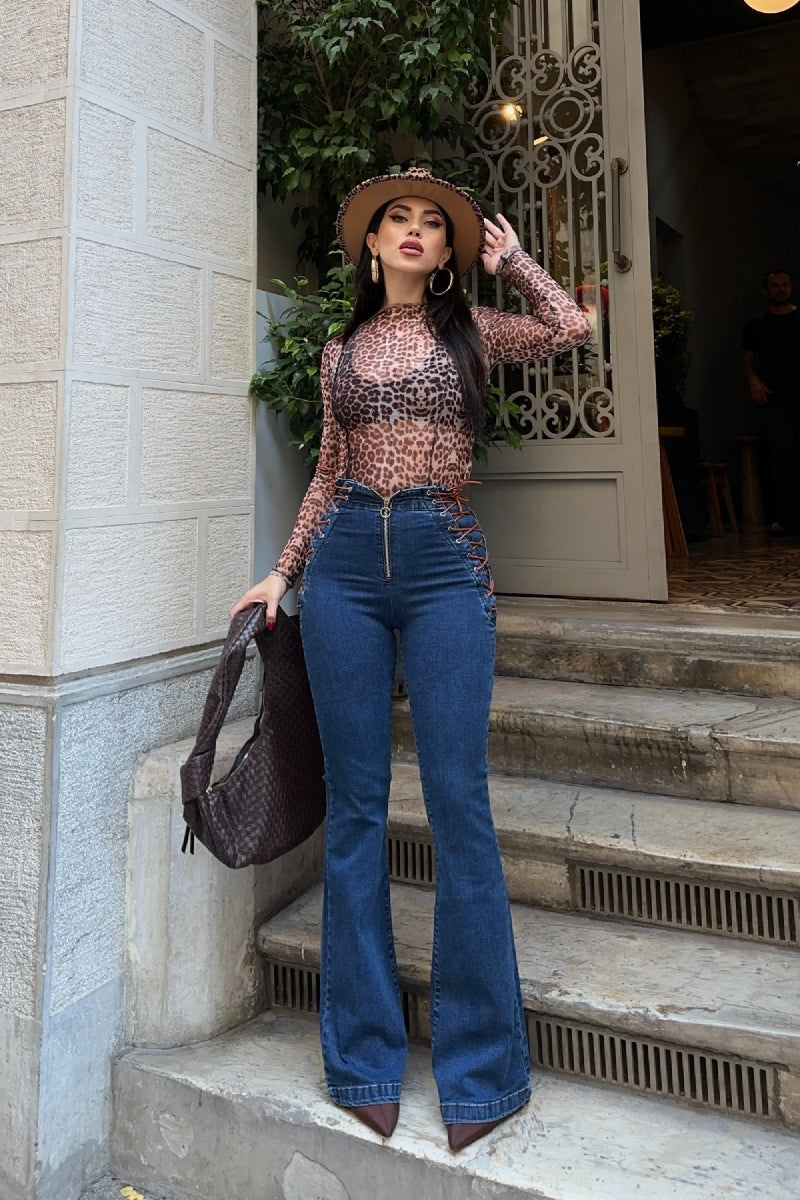 Kuşgözü Detaylı Bağcıklı Pantolon