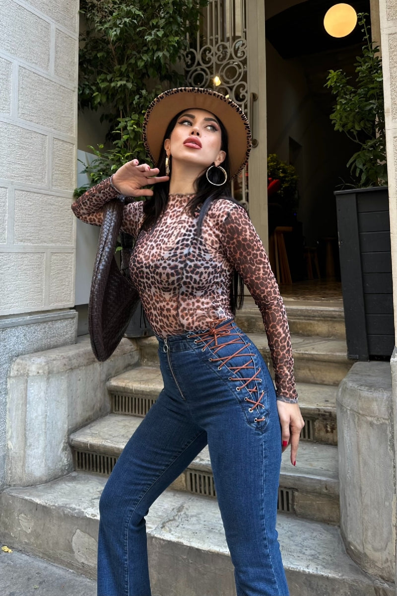 Kuşgözü Detaylı Bağcıklı Pantolon