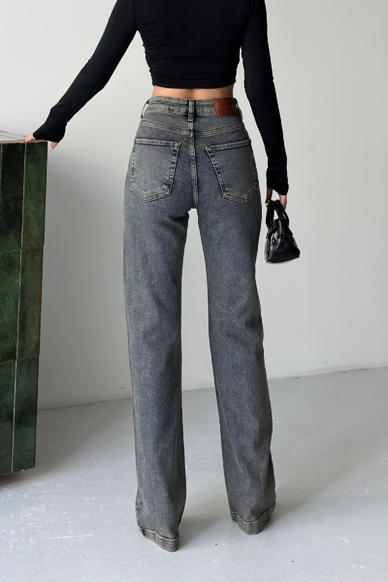 Baklava Desenli Taşlı Kot Pantolon