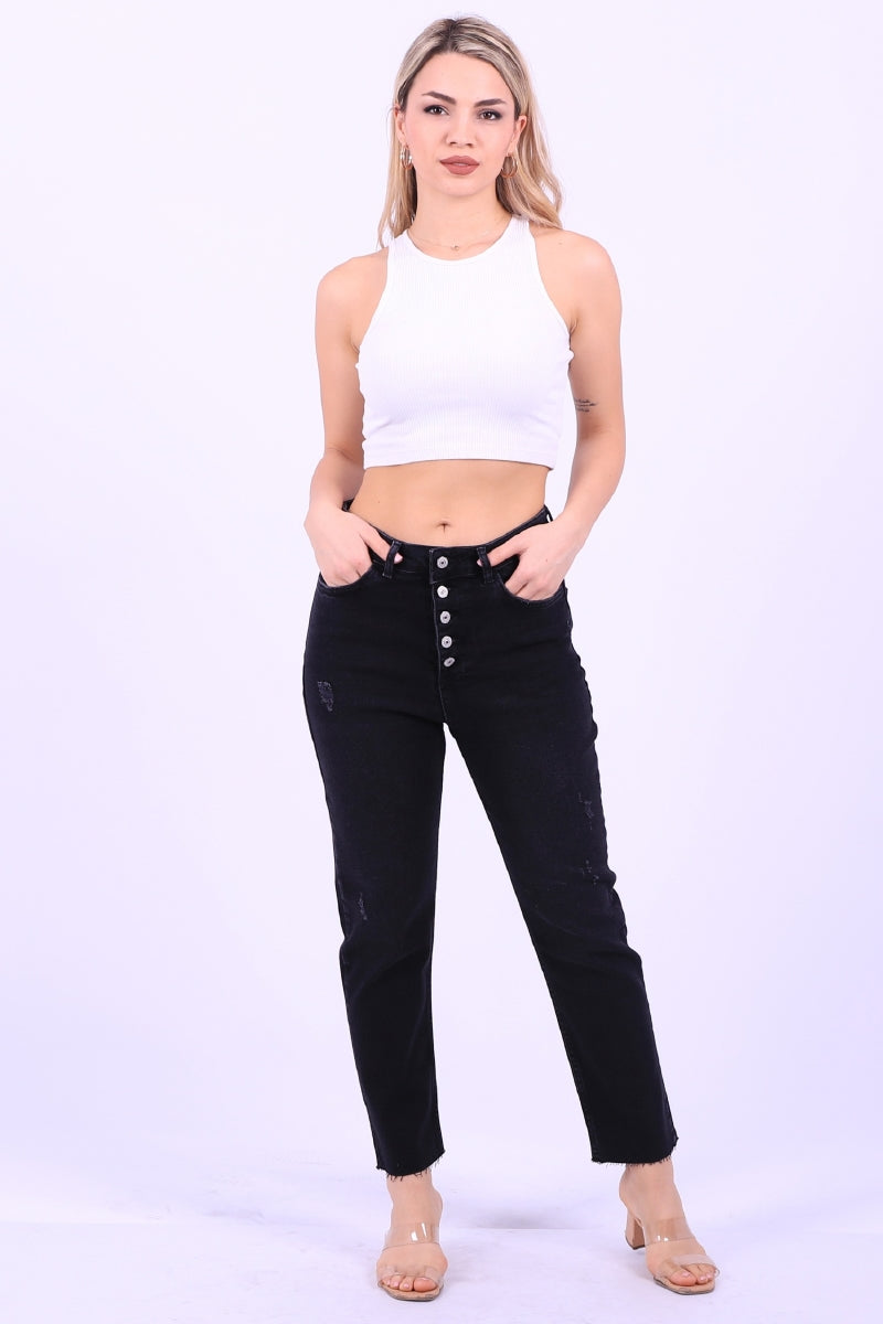 5 Düğmeli Mom Fit Kot Pantolon