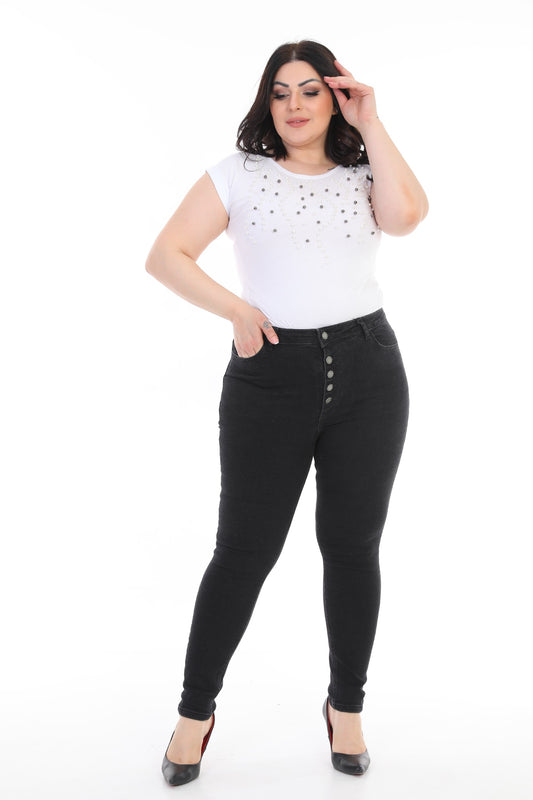 5 Button Front Skinny Jeans