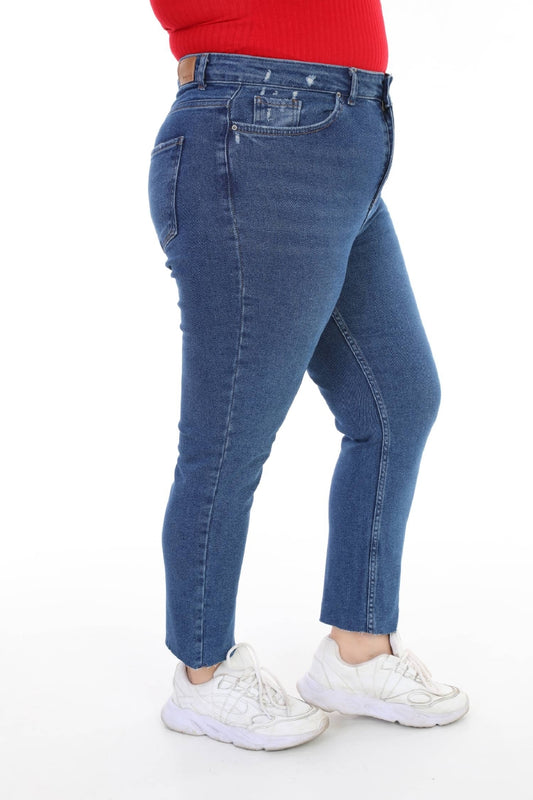 Dikişsiz Paça Mom Fit Kot Pantolon