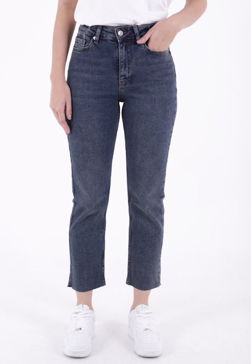 Dikişsiz Paça Mom Fit Kot Pantolon