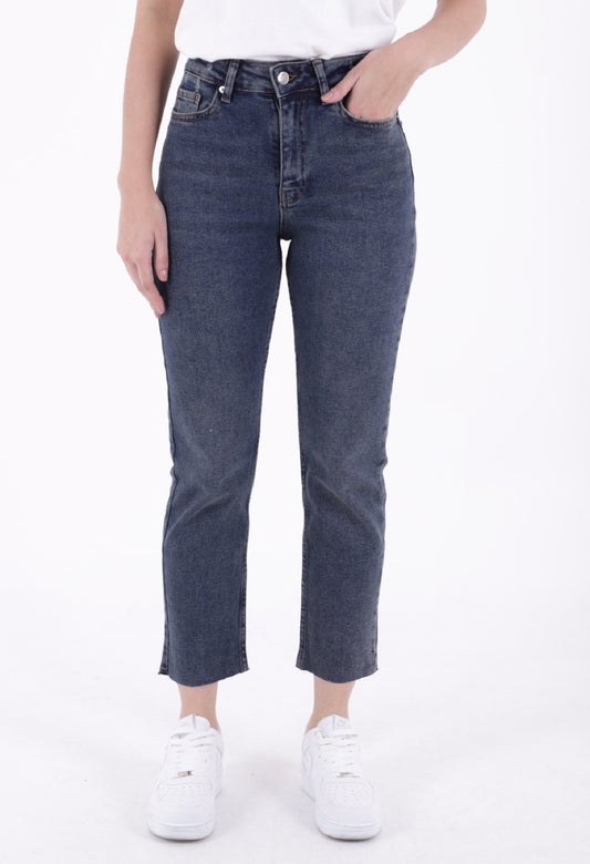 Dikişsiz Paça Mom Fit Kot Pantolon