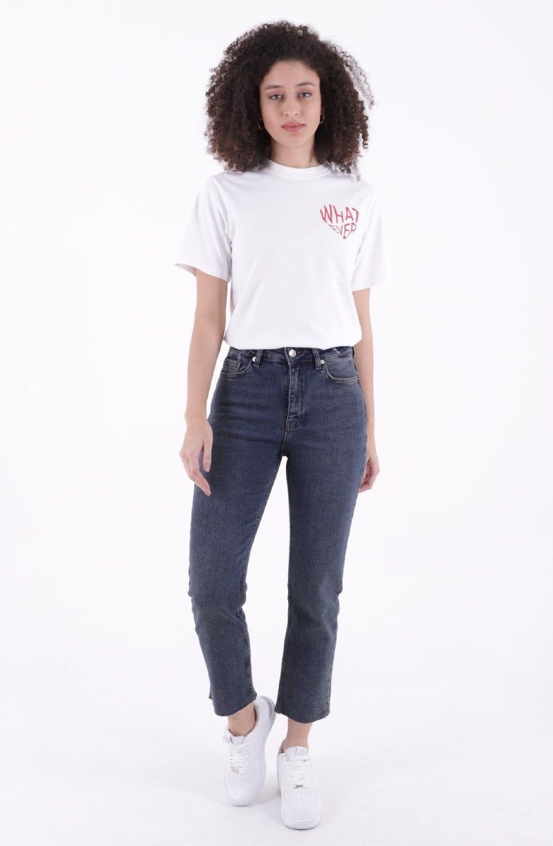 Dikişsiz Paça Mom Fit Kot Pantolon