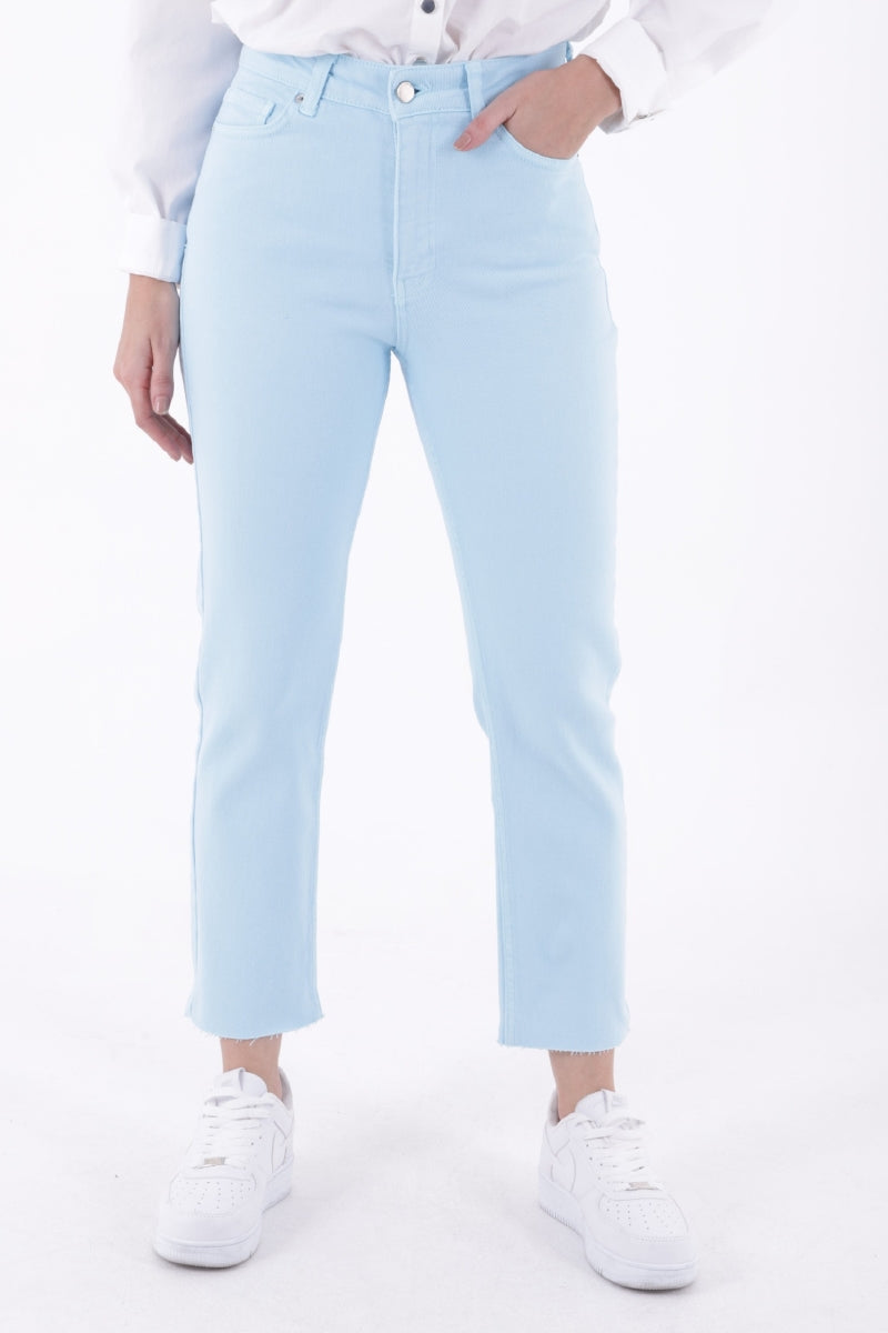 Dikişsiz Paça Mom Fit Kot Pantolon