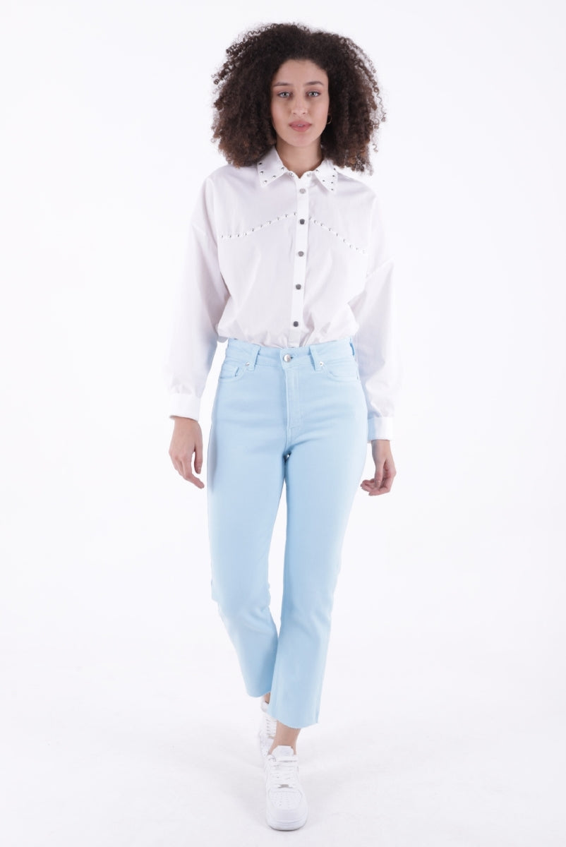 Dikişsiz Paça Mom Fit Kot Pantolon