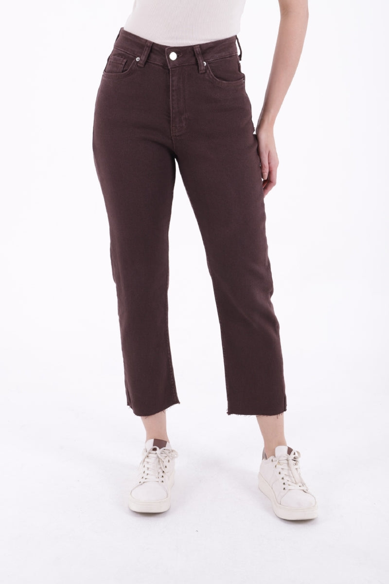 Dikişsiz Paça Mom Fit Kot Pantolon