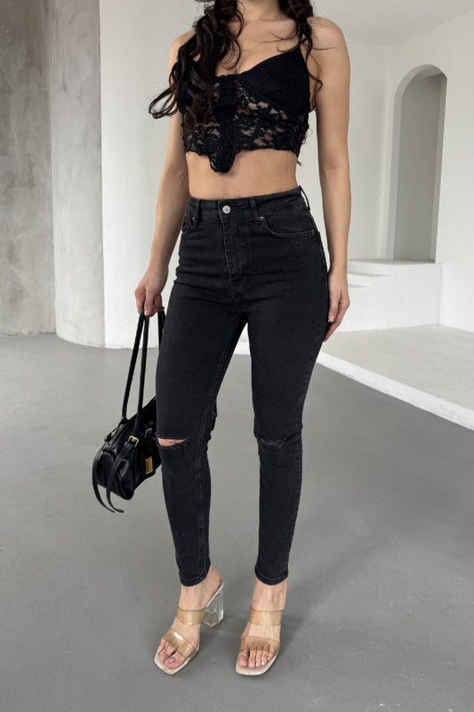 Dizi Yırtık Kot Pantolon