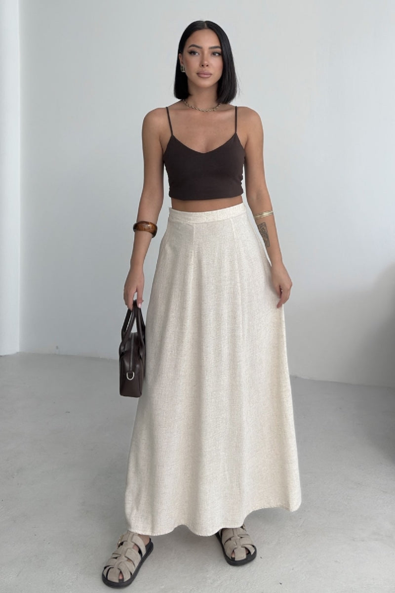 Lastikli Uzun Keten Etek