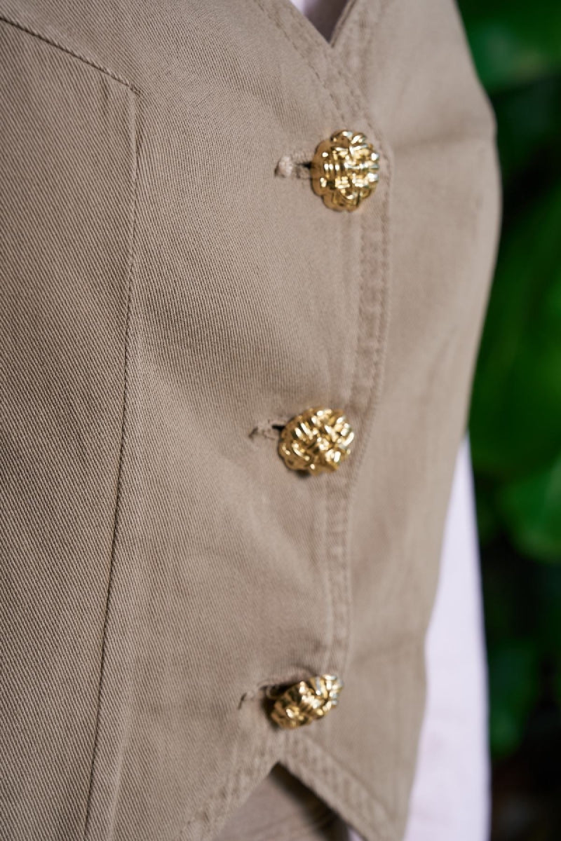 Düğmeli Keten Yelek